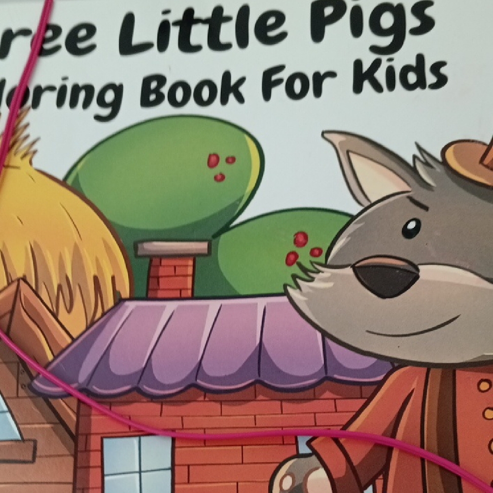 White and Green Cartoon Wolf Coloring Book